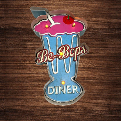 Metal Light Sign - Be-Bops Diner - LED lighting