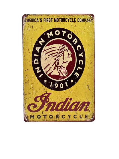 Metalen Wandbord - Indian Motorcycle - Motor - Reclamebord