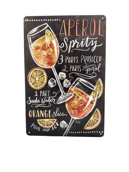 Metal Wall Sign - Aperol Spritz Cocktail - Chalkboard - Advertising Board