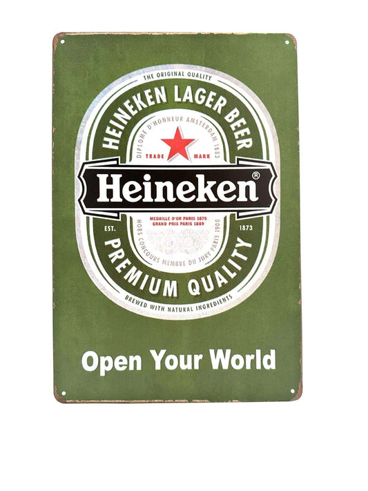 Metalen Wandbord - Heineken - Open Your World - Bier - Reclamebord