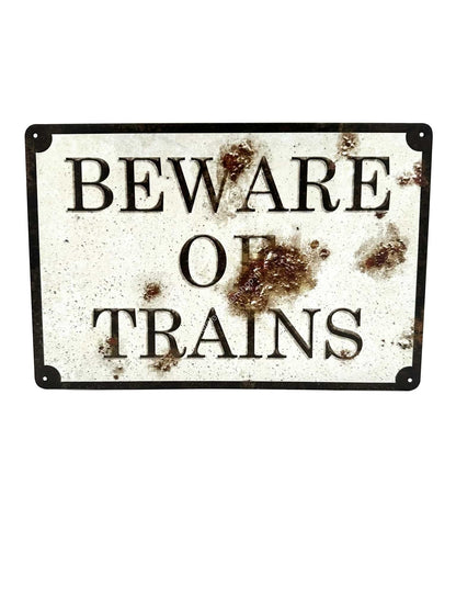 Metalen Wandbord - Beware of Trains - Trein