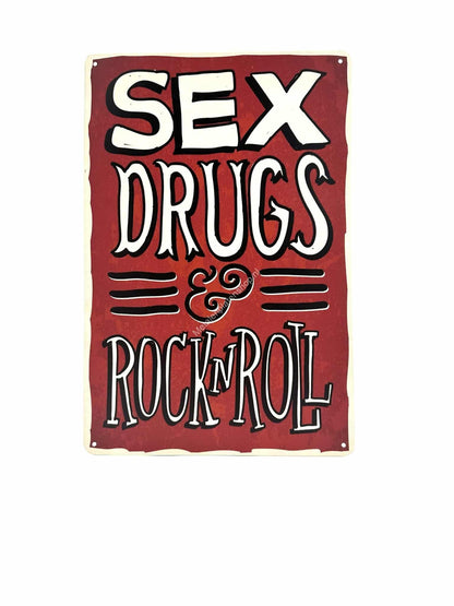 Metalen Wandbord - Sex, Drugs and Rock &amp; Roll