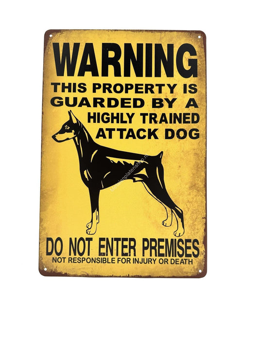 Metalen Wandbord - Warning - This property is guarded! - Waarschuwing