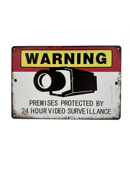 Metalen Wandbord -  Warning - Premises protected by 24 hour video surveillance