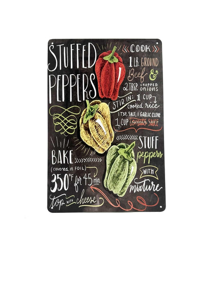 Metal Wall Sign - Stuffed Peppers - Chalkboard