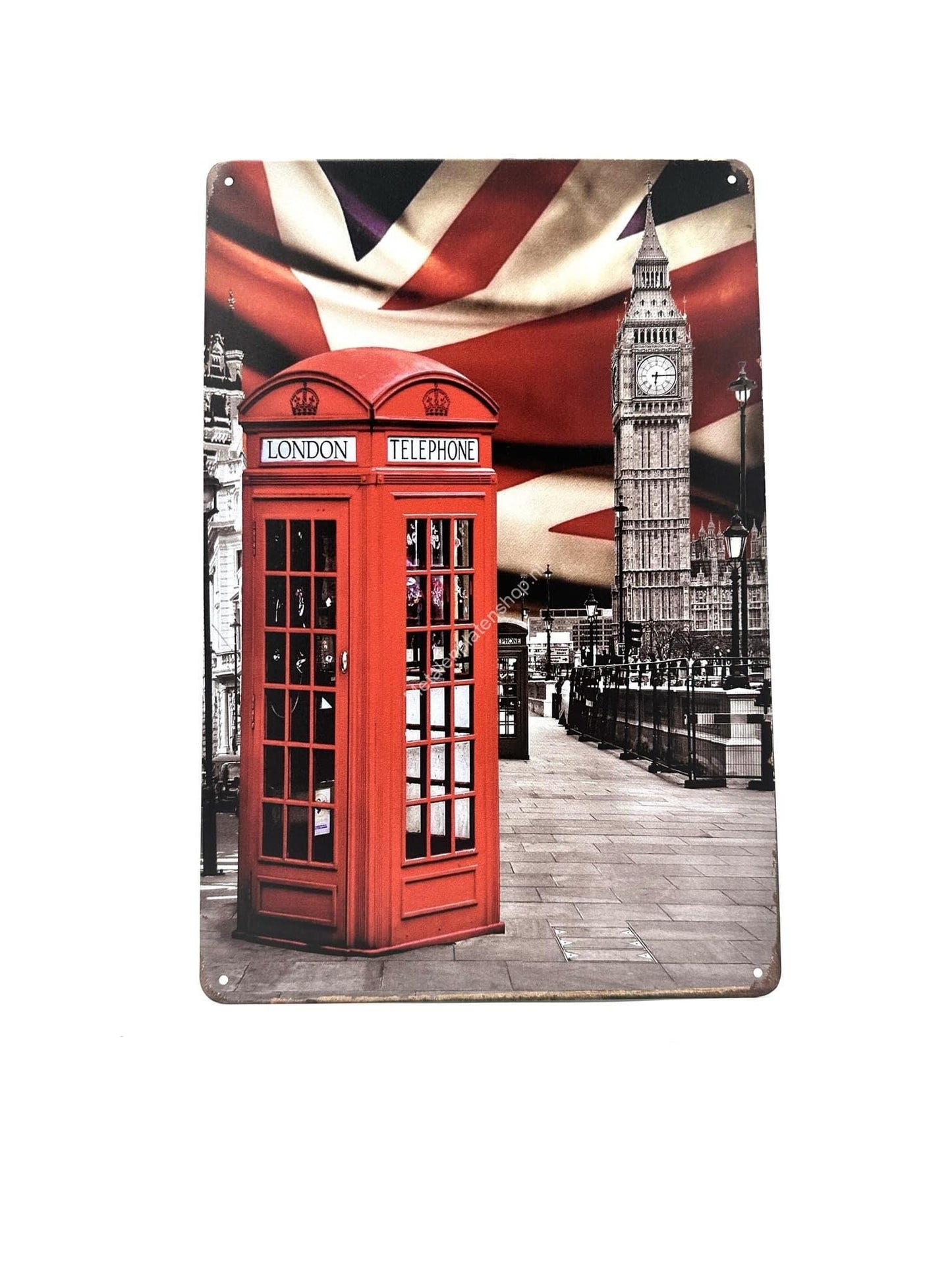 Metal Wall Sign - English Telephone Booth