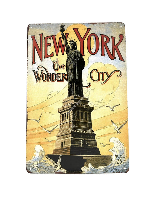 Wandschild aus Metall – New York – Wonder City