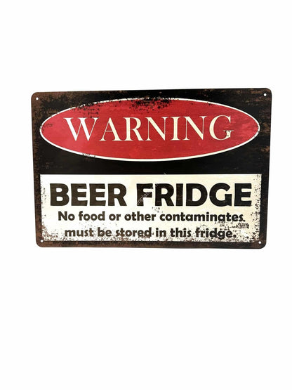 Metal wall signs - Warning Beer Fridge - Advertising sign