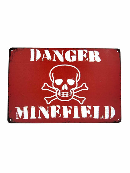 Metalen wandborden - Danger Minefield - Reclamebord