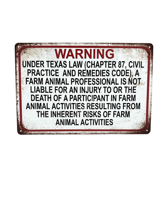 Metal Wall Signs - Warning Under Texas Law - Advertising Sign