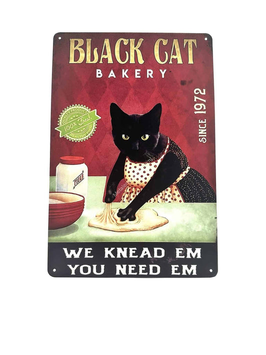 Metal wall signs - Black Cat Bakery - Cat - Advertising sign