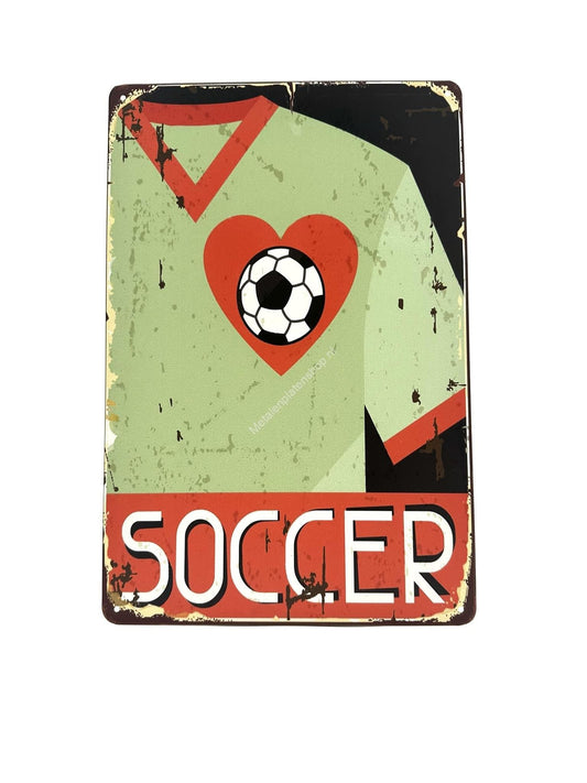 Metalen Wandbord - Love Soccer - Voetbal