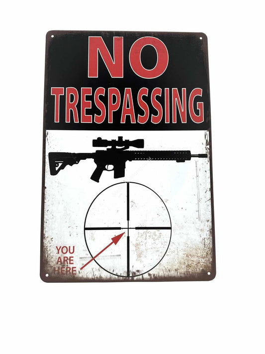 Metalen Wandbord - No Trespassing - Sniper