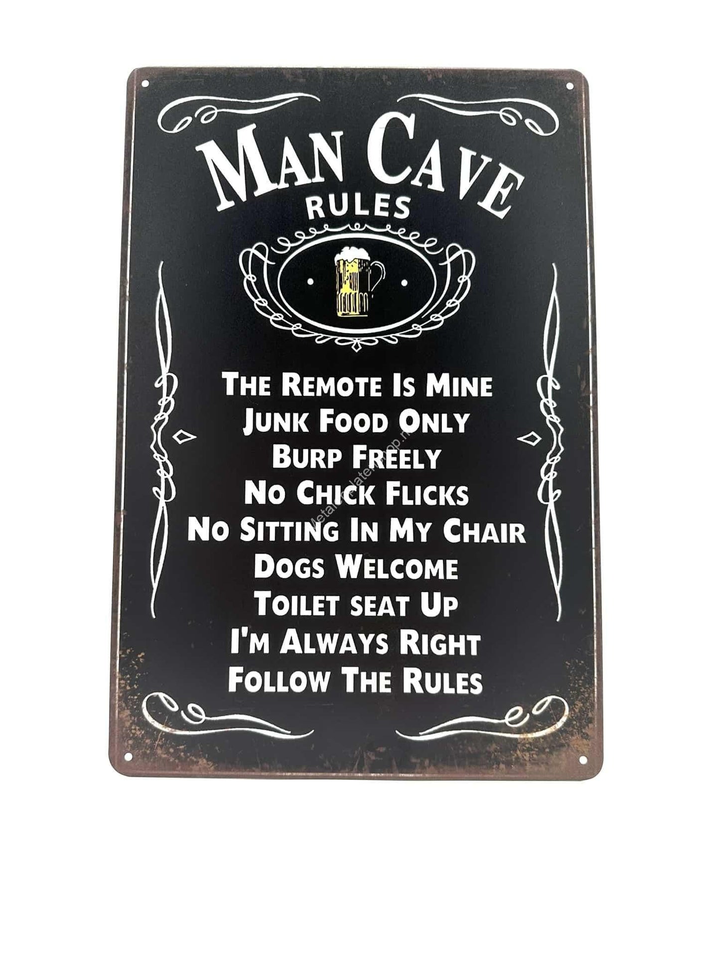 Metal Wall Sign - Man cave Rules