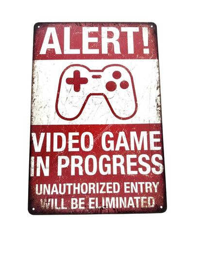 Metalen Wandbord - ALERT! Video Game in Progress - Gamen #2