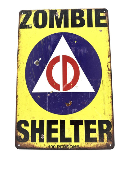 Metallwandschild – Zombie Shelter