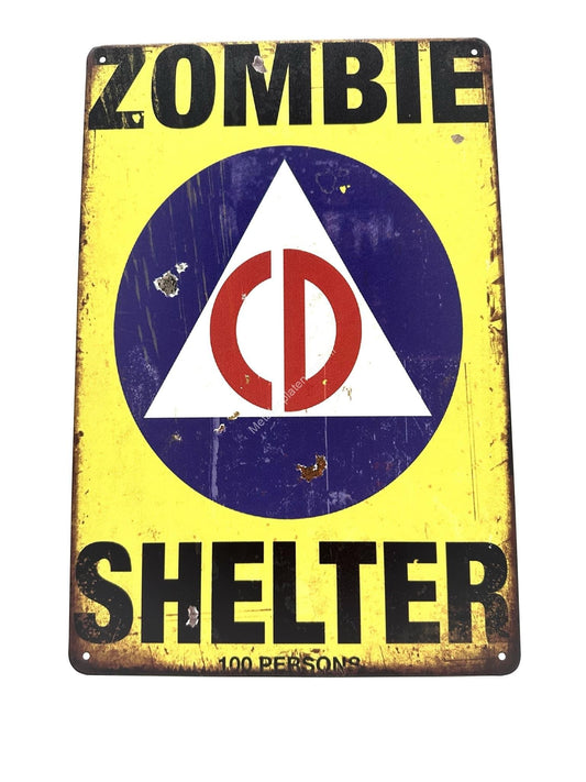 Metalen Wandbord - Zombie Shelter