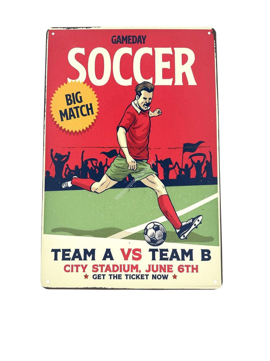 Metal Wall Sign - Soccer Big Match - Football