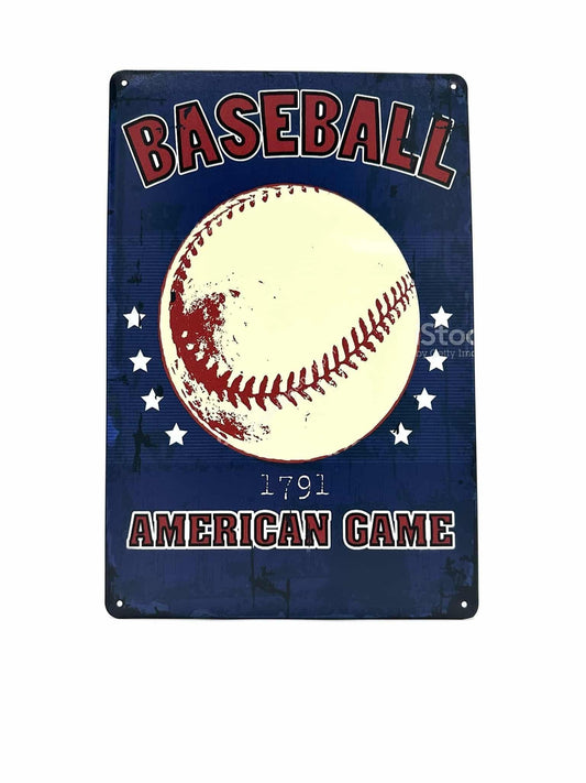 Wandschild aus Metall – Baseball-Amerikanisches Spiel