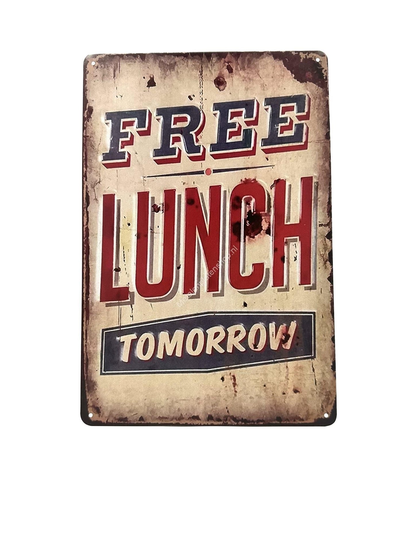 Metalen Wandbord - Free Lunch Tomorrow