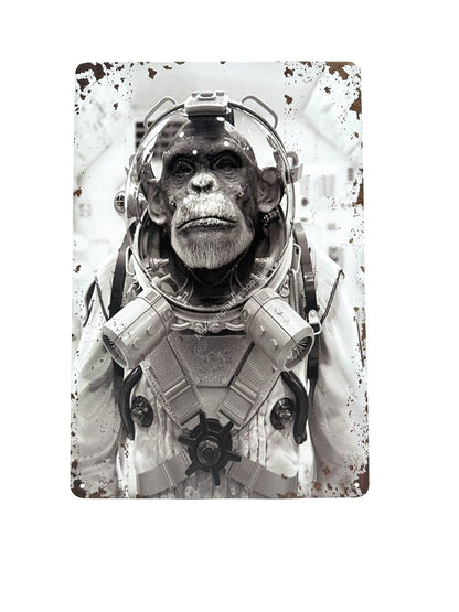 Metal Wall Sign - Monkey Astronaut