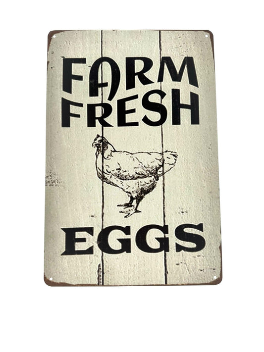 Metalen Wandbord - Farm Fresh Eggs - Eieren