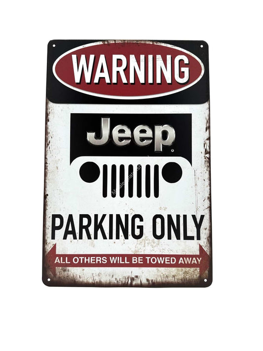 Metalen Wandbord - Jeep Parking Only - Parkeren