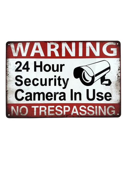 Metal Wall Sign - Warning 24 Hours Surveillance