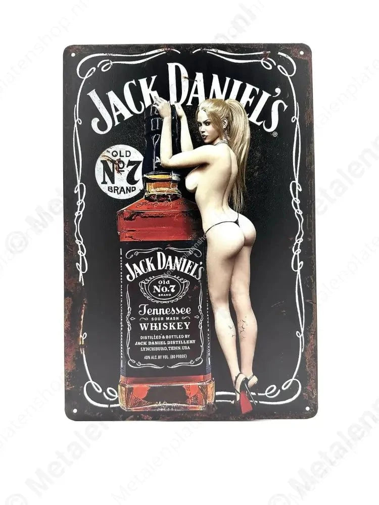 Jack Daniels - Vrouw - Metalen Wandbord Metaalbord