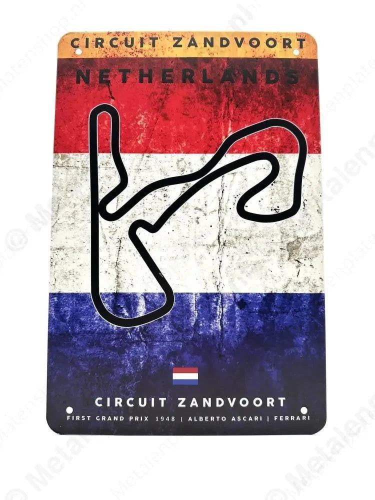 Metalen Wandbord Circuit Zandvoort - Grand Prix - Nederland - Metalen Wandbord Metaalbord