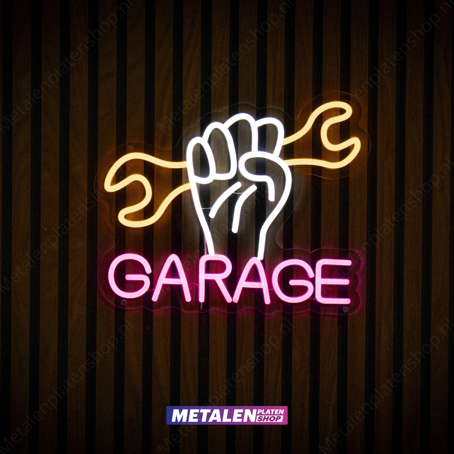 Garage met hand en sleutel - Neonbord - LED