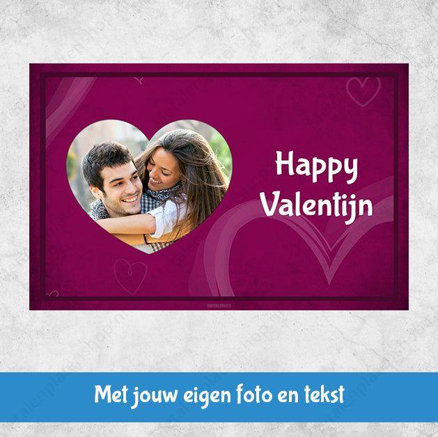 Metalen Wandbord - Happy Valentijn met eigen foto